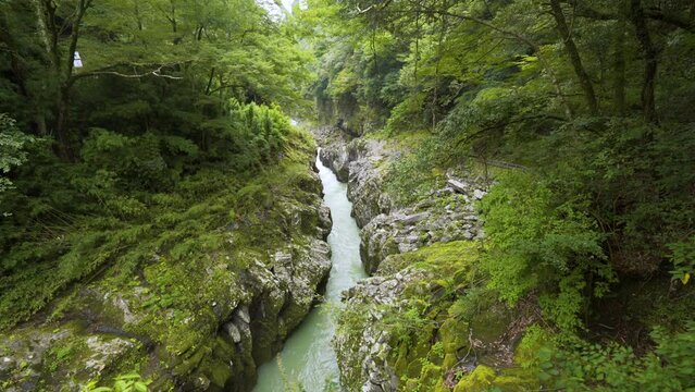 Cinematic shot of Takachiho gorge in Miyazaki Prefecture, Japan