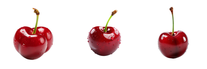Delicious Cherry Trio on Transparent Background
