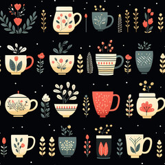 Valentine Tea for Two Seamless Patterns
