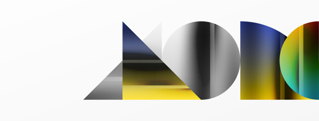 Minimalistic elegance shines through in this metallic background, showcasing composition of circles and triangles, creating geometric masterpiece