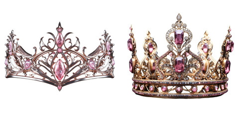 Enchanting Pink Crown on Transparent Background - Royalty in Motion