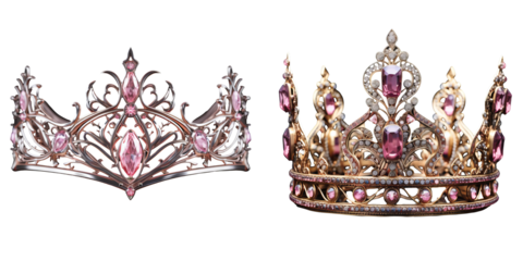 Enchanting Pink Crown on Transparent Background - Royalty in Motion