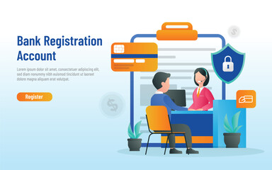 Register bank account illustration vector