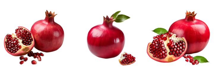 Vibrant and Luscious Pomegranate Set on Transparent Background