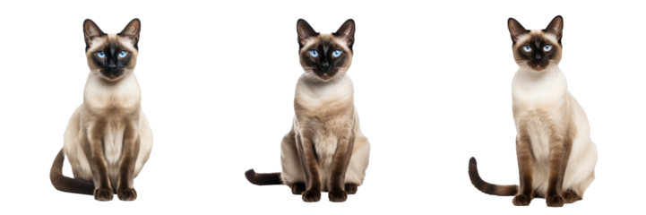 Graceful Siamese Cat in Full Body Pose on Transparent Background