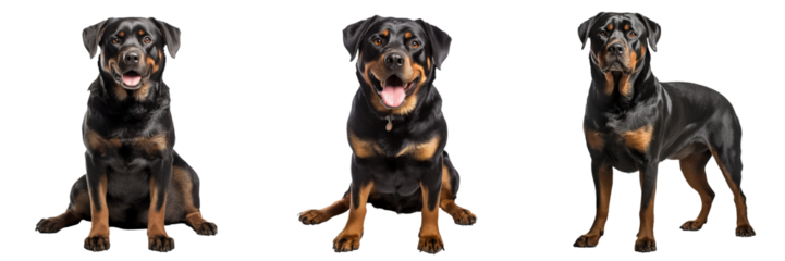 Graceful Rottweiler: Majestic Canine Silhouette on Transparent Background