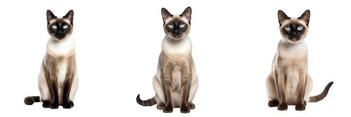 Majestic Siamese Cat: Full Body Isolated on Transparent Background - obrazy, fototapety, plakaty