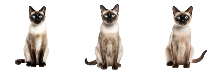 Majestic Siamese Cat: Full Body Isolated on Transparent Background
