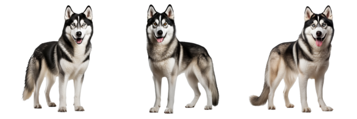 Siberian Husky: Graceful Canine Charm in Full Body Set on Transparent Background