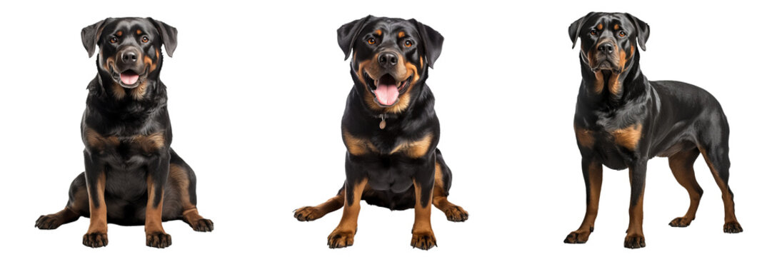 Graceful Rottweiler: Majestic Canine Silhouette on Transparent Background