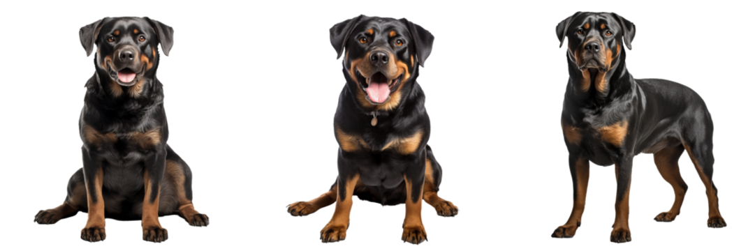 Graceful Rottweiler: Majestic Canine Silhouette on Transparent Background