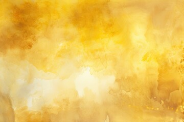 Abstract gold watercolor background. The backdrop is yellow, blurred lines and spots, flowing paint