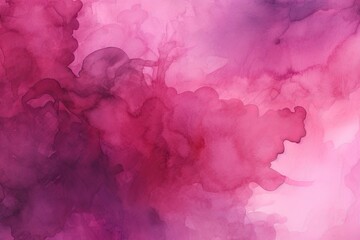 Pink-fuchsia background. Abstract backdrop in watercolor style. Waves, streaks and haze, blurring of one-tone paint