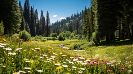 Fototapeta premium meadow with flowers. Generative Ai