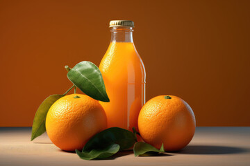 Orange juice in water bottle/glass with .generative ai