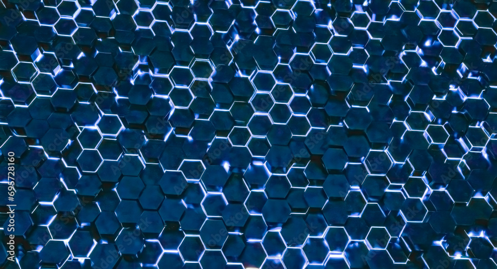 Poster Abstract Hexagonal Blockchain Network Background Abstract High Tech Background for presentation design. high tech glowing hexagons