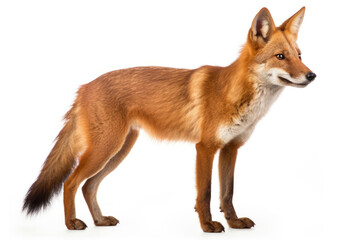 Asiatic wild dog Dhole on white background