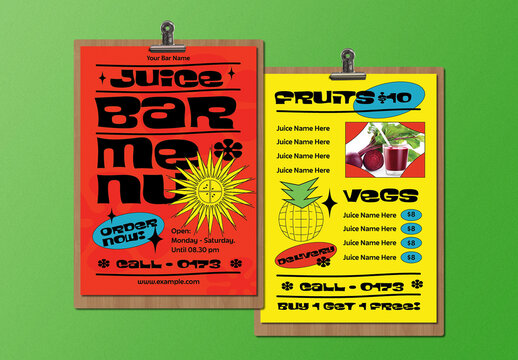 Red Bold Pop Culture Juice Bar Multiple Food Menu