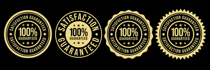 100% Satisfaction Guaranteed or 100% Satisfaction Label Vector Isolated in Flat Style. Best 100% Satisfaction Guaranteed Label Vector for product packaging. Elegant 100% Satisfaction Label Vector. - obrazy, fototapety, plakaty