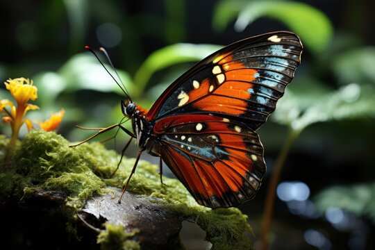 
In the vibrant tropical forest, a dynamic 4K Ultra HD documentary showcases the dynamic wildlife focus, revealing the intricate life of a butterfly as it gracefully navigates its lush and exotic habi