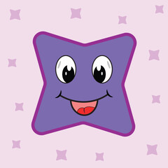 smile face cute star character with eyes 