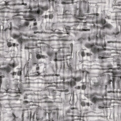 Black and white watercolor seamless texture. Abstract ink strokes endless background. Gray hand drawn print for fabric and wallpaper. Grunge backdrop.