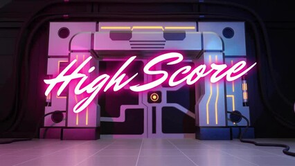 Animation of high score text over cyber tunnel - Powered by Adobe