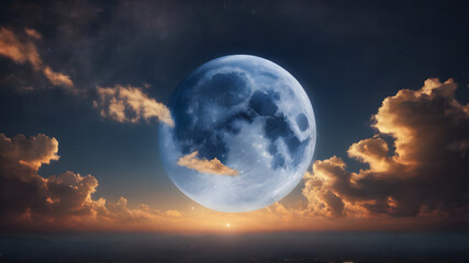Fototapeta na wymiar Clouds pass in front of the moon in a night sky,Moon In Clouds Image