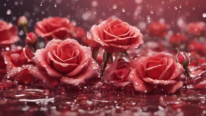 pink rose with drops Abstract love concept background sweet red rose in romantic drea pink rose with drops of water

