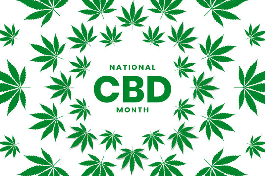 National CBD Month Cannabidiol Month Holiday concept. Template for background, banner, card, poster, t-shirt with text inscription