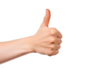 Image generated with AI. Woman hand with thumb up on an isolated white background