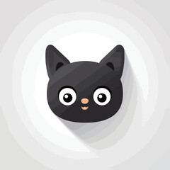 Cute black cat face isolated on white background. Vector illustration.