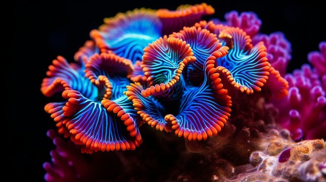Rainbow Montipora SPS coral. Macro polyps - rare and very beautiful sps cora