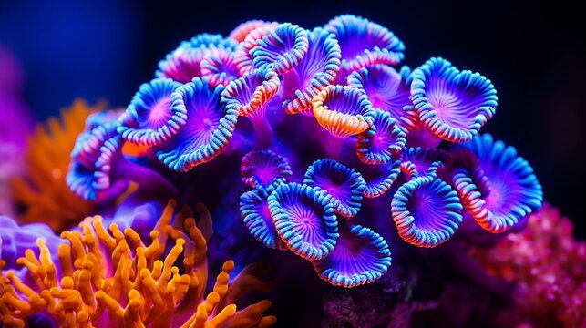 Rainbow Montipora SPS coral. Macro polyps - rare and very beautiful sps cora