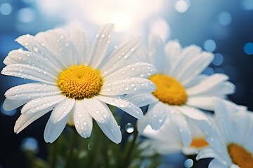 close-up shot of white daisy with blur background generative ai 