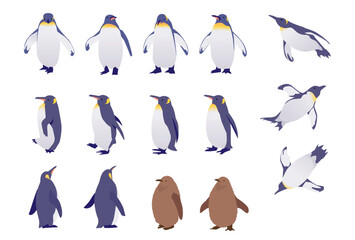 いろいろなポーズのペンギンのイラストセット