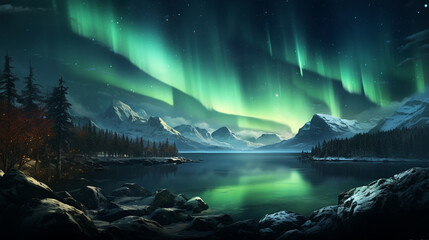 the Northern Lights land scape.