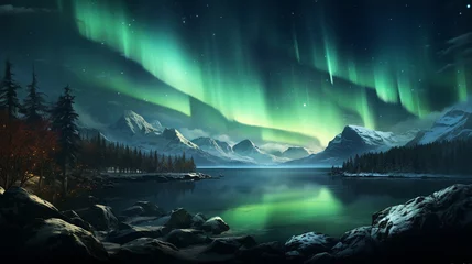 Photo sur Plexiglas Aurores boréales the Northern Lights land scape.