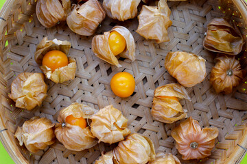 Fresh cape gooseberry. Delicious tropical fruit
