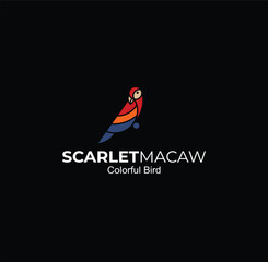 Scarlet macaw bird logo design inspiration template