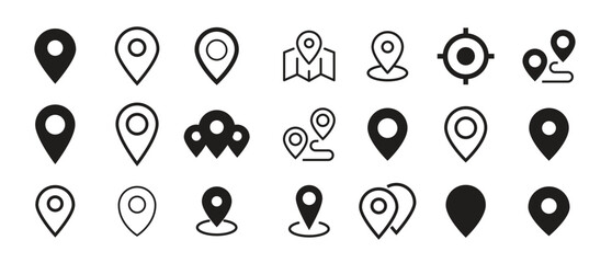 Map Pinpoint Icons - Multi Series. Location pin icon. Map pin place marker. Location icon. Map marker pointer icon set. GPS location symbol collection. Flat style - stock vector.
