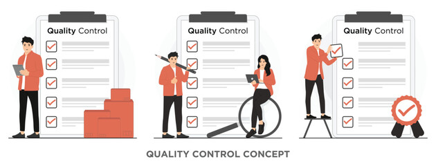 Flat vector product quality control  concept illustration - obrazy, fototapety, plakaty
