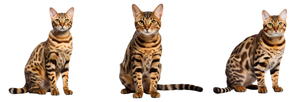Mesmerizing Bengal Cat Showcasing its Grace in Transparent Background