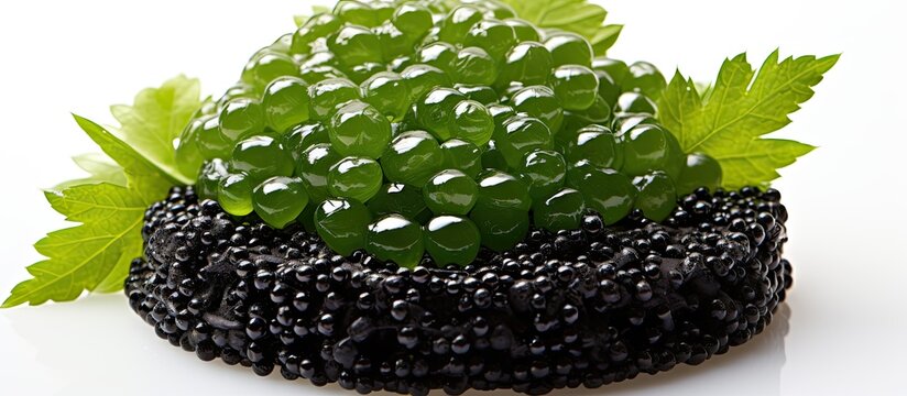 Healthy food made from sea grapes, also known as green caviar, seaweed.