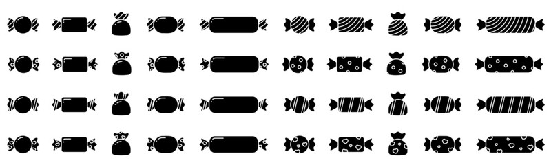 Candies line icons set. Various sweets, thin line design. Isolated transparent