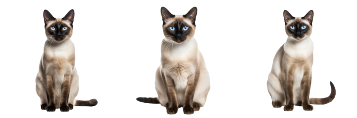 Feline Eleganza: Siamese Cat Silhouette Pack on Transparent Background