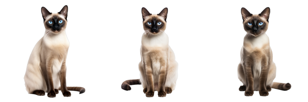 Graceful Siamese Cat on Transparent Background: A Captivating Feline Set
