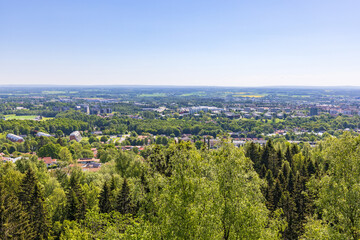 Aerial view of a Swedish city in the summer