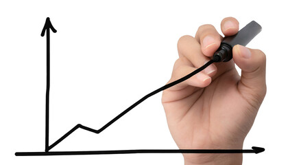 Hand drawing a graph using a black marker - isolated on transparent background
