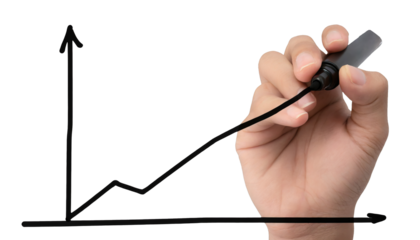 Hand drawing a graph using a black marker - isolated on transparent background